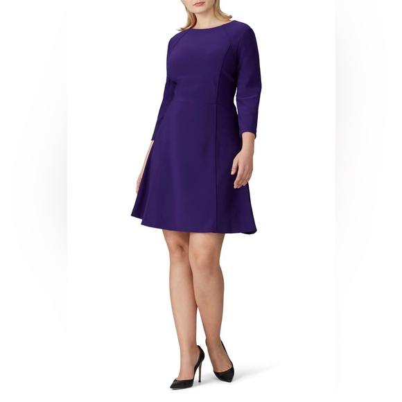 LRL Lauren Ralph Lauren Purple 3/4 Sleeve Ponte Cocktail Dress Plus Size 16 - Picture 14 of 14